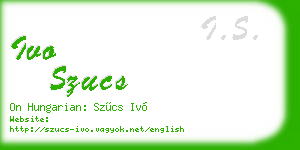 ivo szucs business card